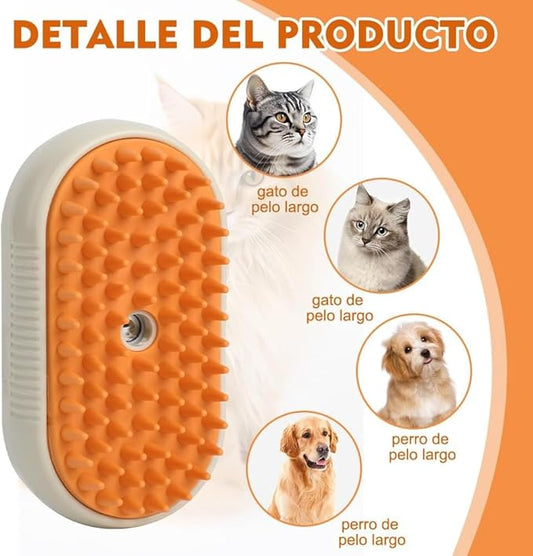 Cepillo Vapor 3 en 1 - Todo Lo Que Necesitas Para Tu Mascota🐱🐶