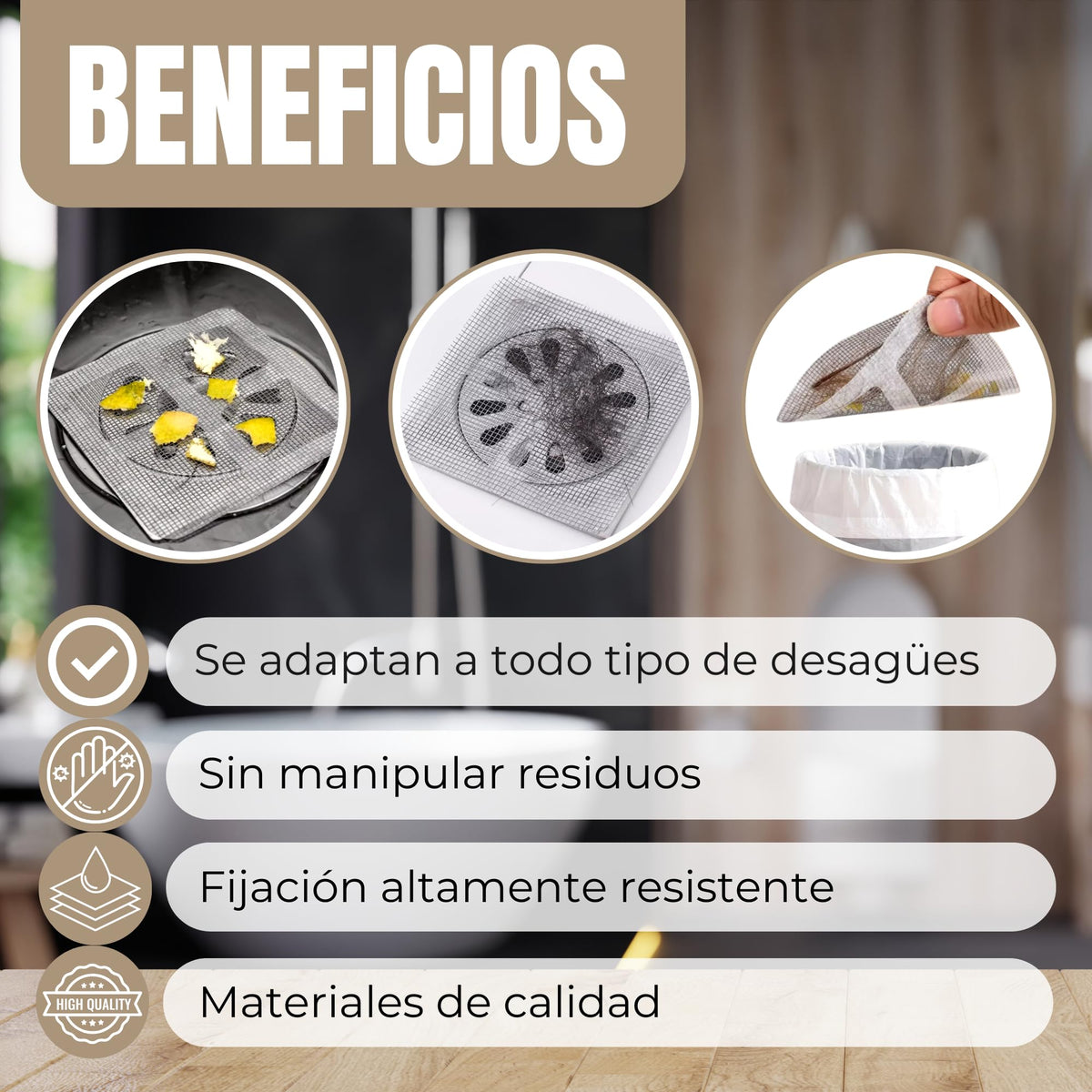 Filtro Adhesivo Desagüe - 10 mallas 🚿