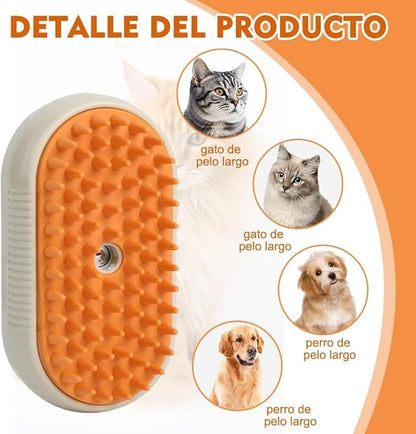 Cepillo Vapor 3 en 1 - Todo Lo Que Necesitas Para Tu Mascota🐱🐶