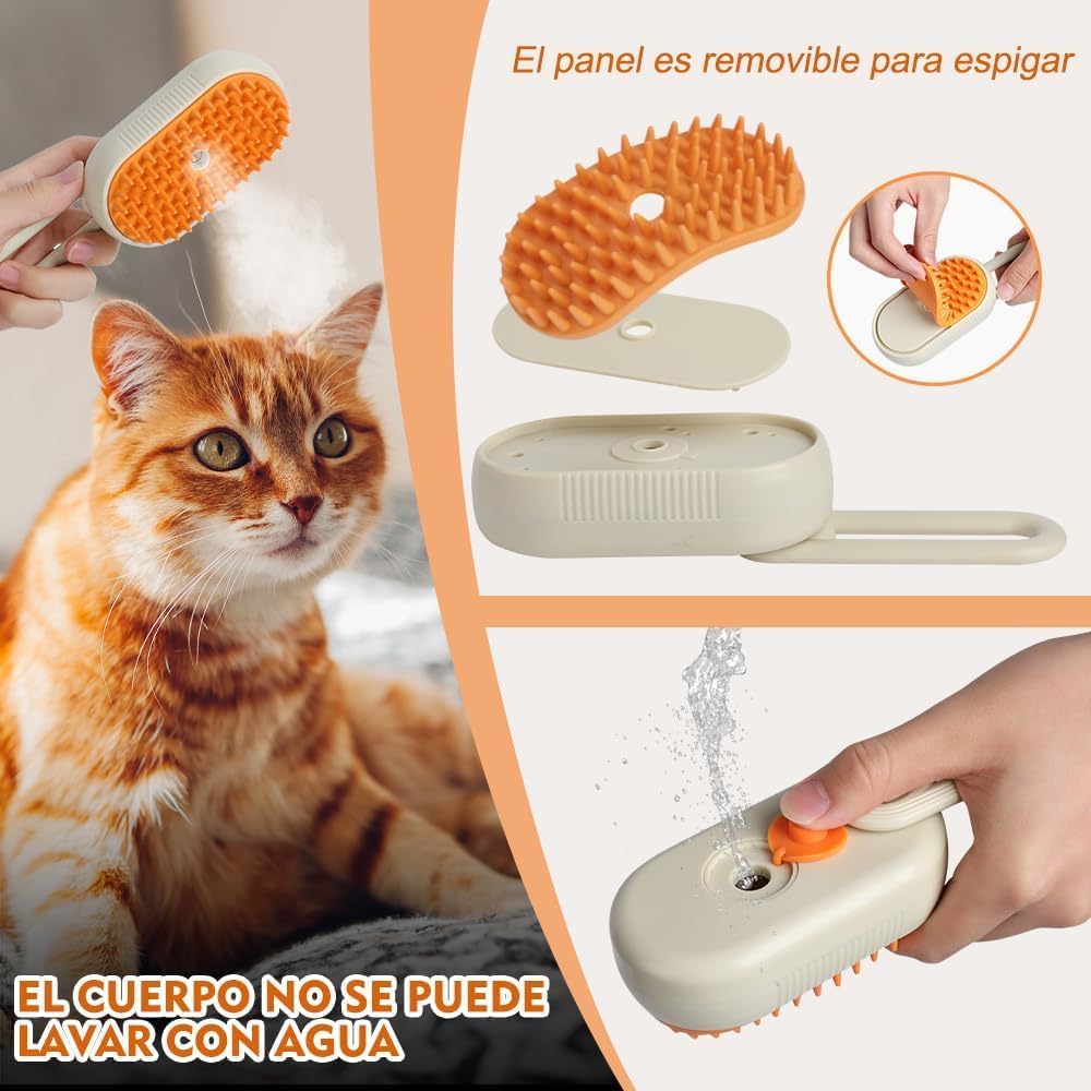 Cepillo Vapor 3 en 1 - Todo Lo Que Necesitas Para Tu Mascota🐱🐶
