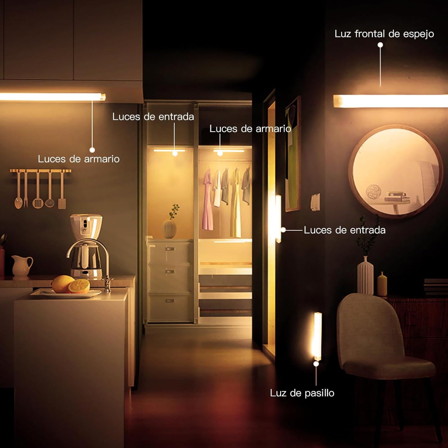 Barra Luz Led Con Sensor Movimiento 💡