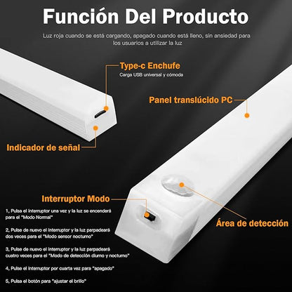 Barra Luz Led Con Sensor Movimiento 💡