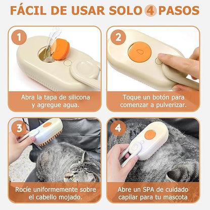 Cepillo Vapor 3 en 1 - Todo Lo Que Necesitas Para Tu Mascota🐱🐶