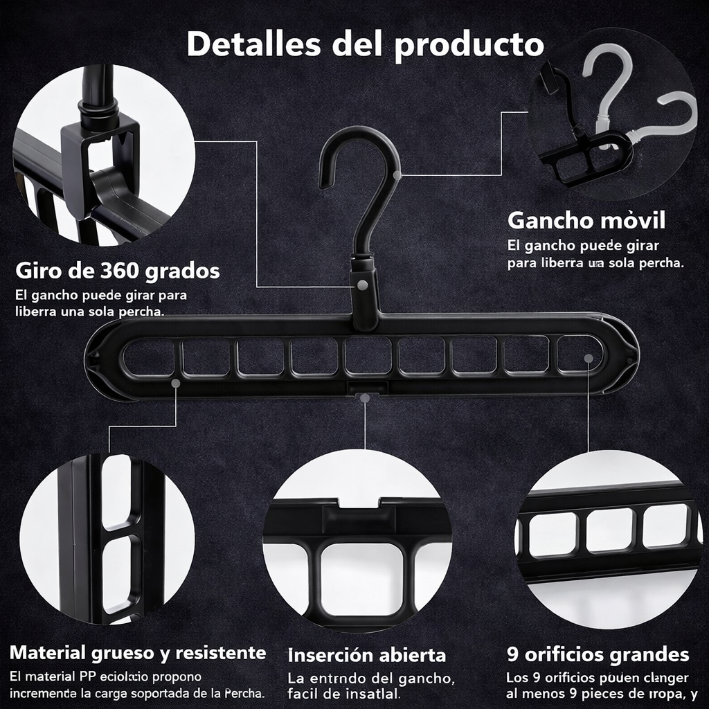Colgador 9 en 1 para el hogar - Optimiza tus espacios 👕