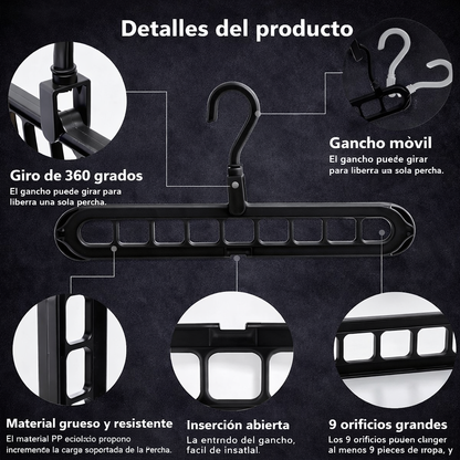 Colgador 9 en 1 para el hogar - Optimiza tus espacios 👕